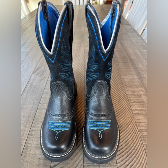 Ariat Fatbaby Blue Black Leather Western Cowboy Boot Women’s Size 8B (NWOT) - Picture 4 of 15